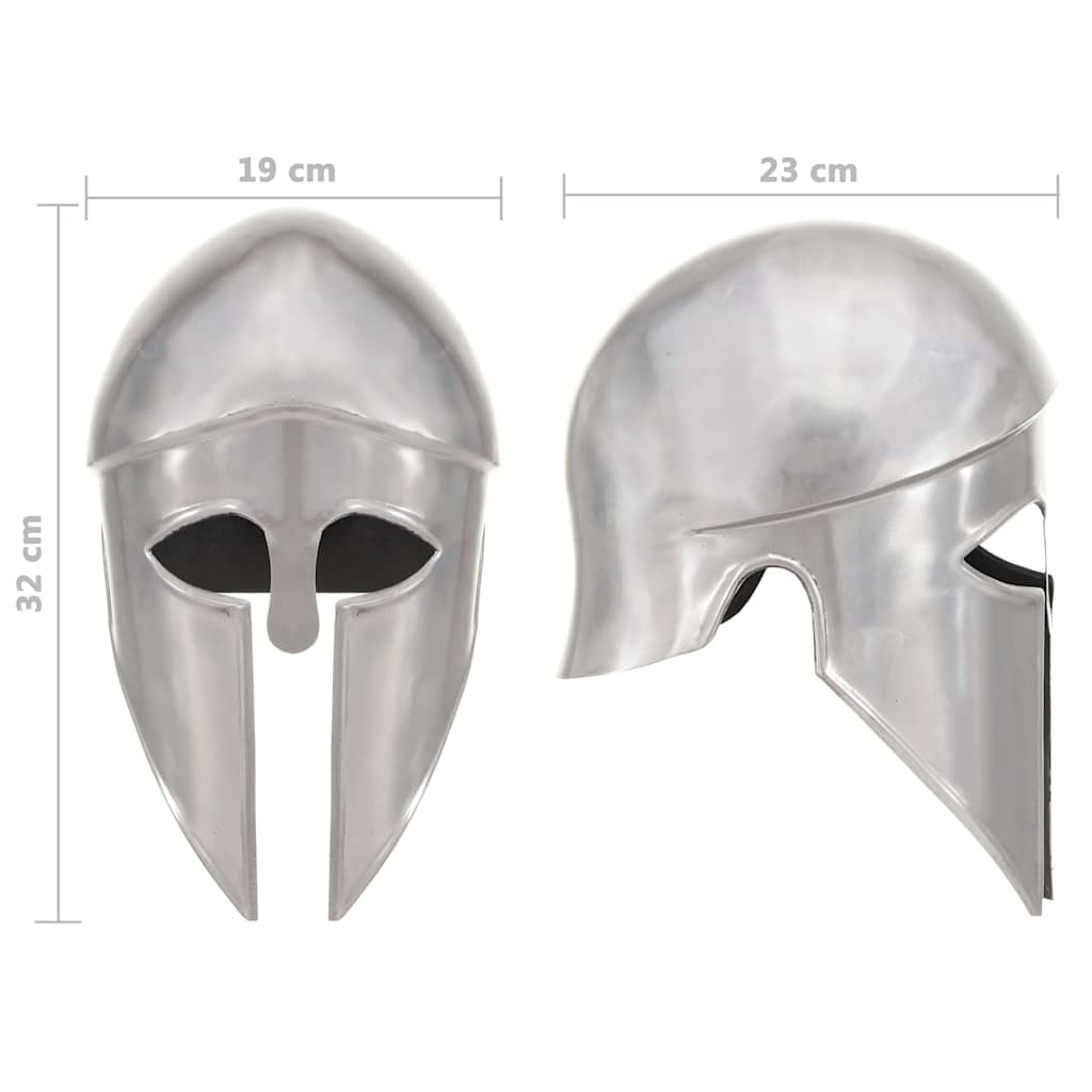 286212 vidaXL Greek Warrior Helmet Antique Replica LARP Silver Steel