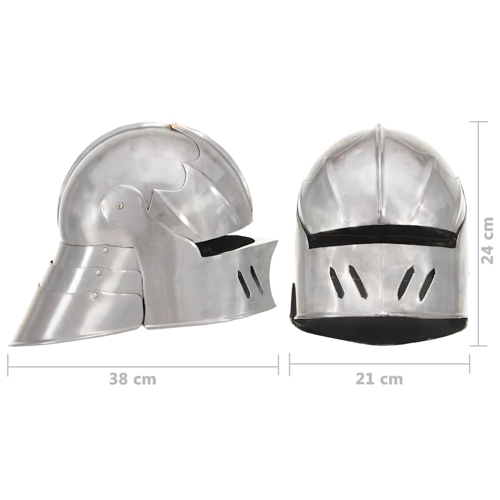 286215 vidaXL Medieval Knight Helmet Antique Replica LARP Silver Steel