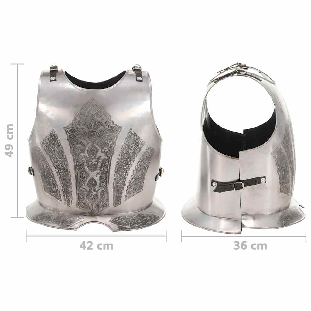 286219 vidaXL Medieval Knight Body Armour Cuirass Replica LARP Silver Steel