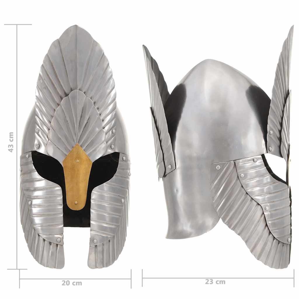 286230 vidaXL Fantasy Medieval Knight Helmet Replica LARP Silver Steel