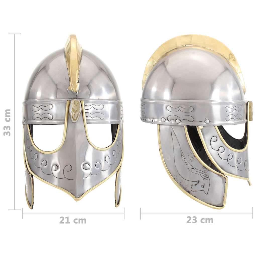 286232 vidaXL Beowulf Helmet Antique Replica LARP Silver Steel