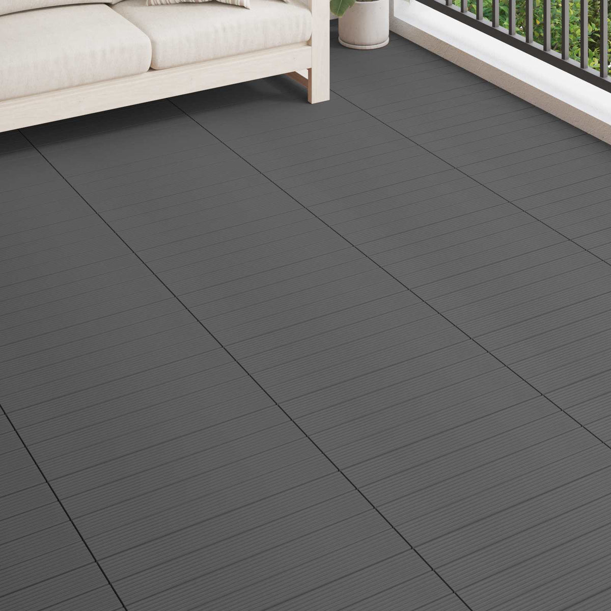 Decking Tile 6 pcs Grey 60 x 30 cm WPC