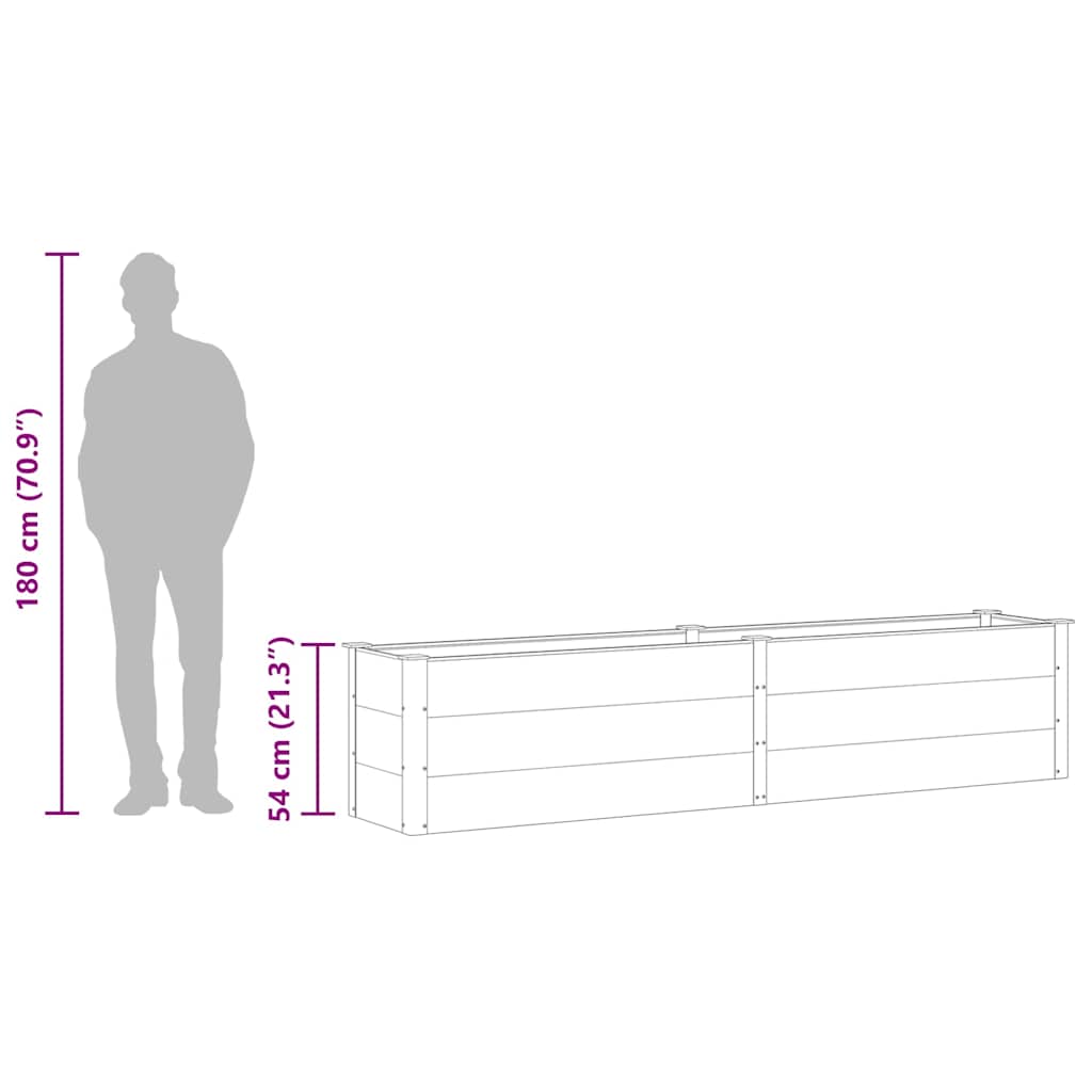 Garden Raised Bed | Grey | Wood-plastic composite, steel | 250x50x54 cm