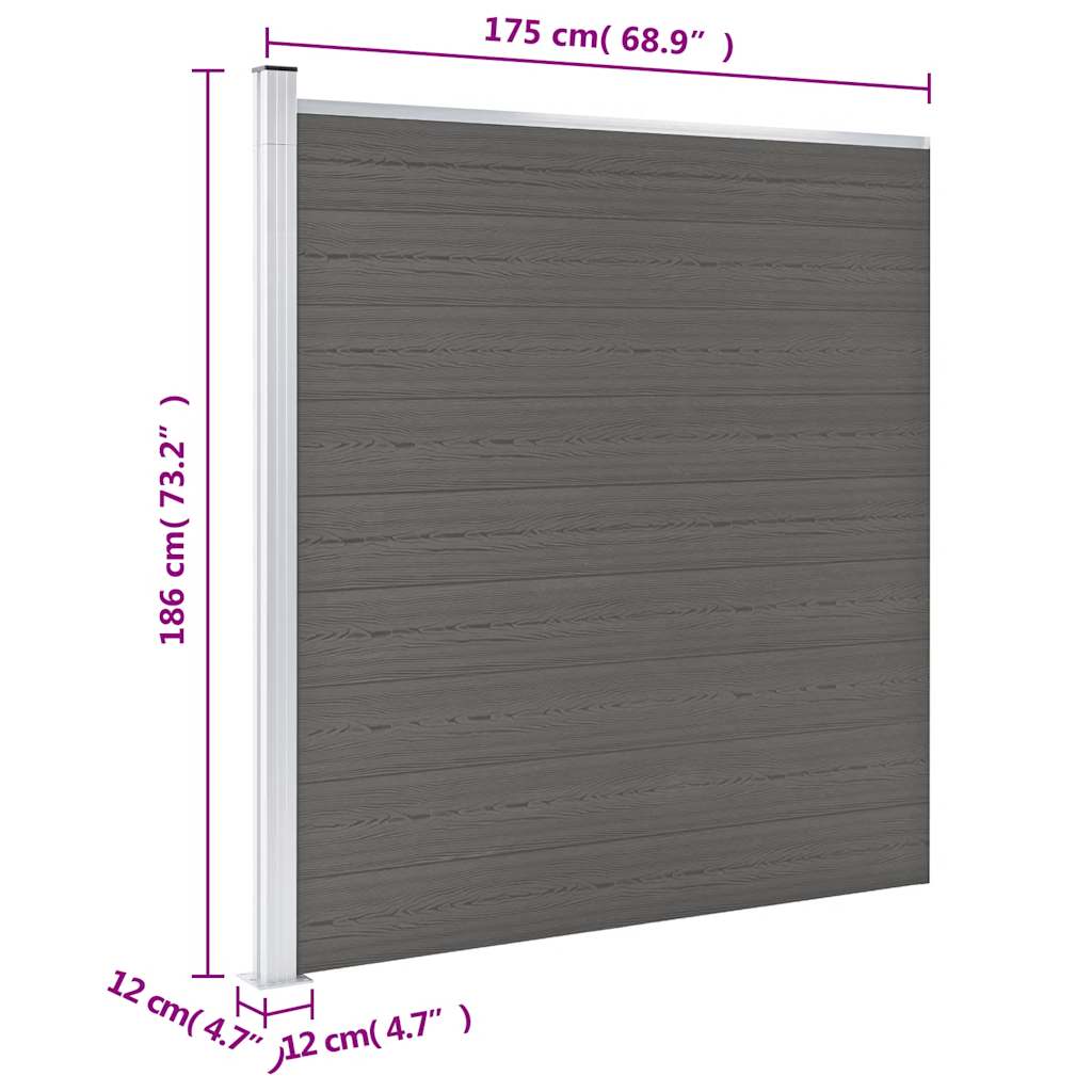 Garden Fence WPC 175x186 cm Grey