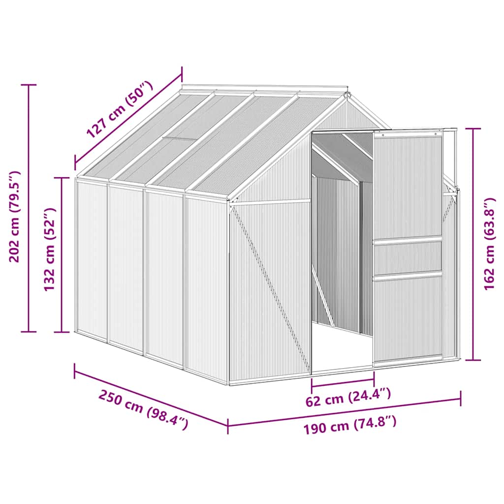 Greenhouse with Base Frame Anthracite Aluminum 51.1 ft²