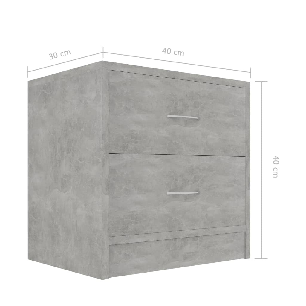 Bedside Cabinet | Concrete Grey | Engineered Wood | Small