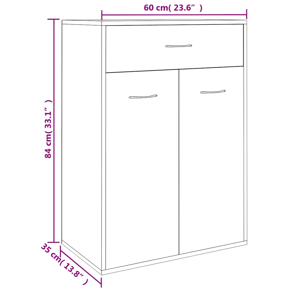 Shoe Cabinet Sonoma Oak 60x35x84 cm Engineered Wood