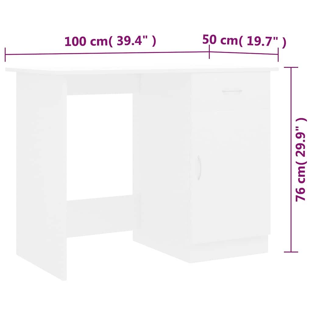 Desk | White | Engineered Wood | Standard Size for Small Spaces | Desk