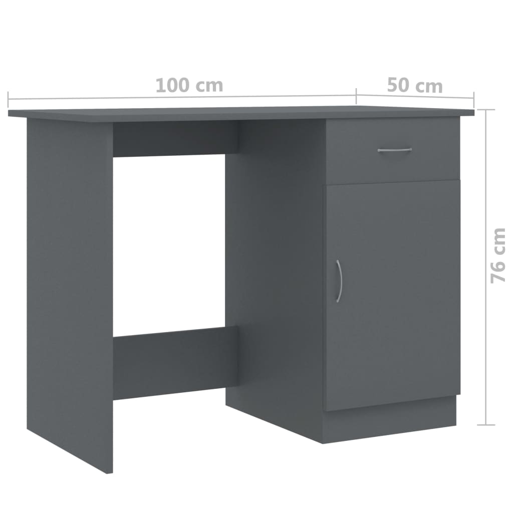 Desk Gray 39.4"x19.7"x29.9" Engineered Wood