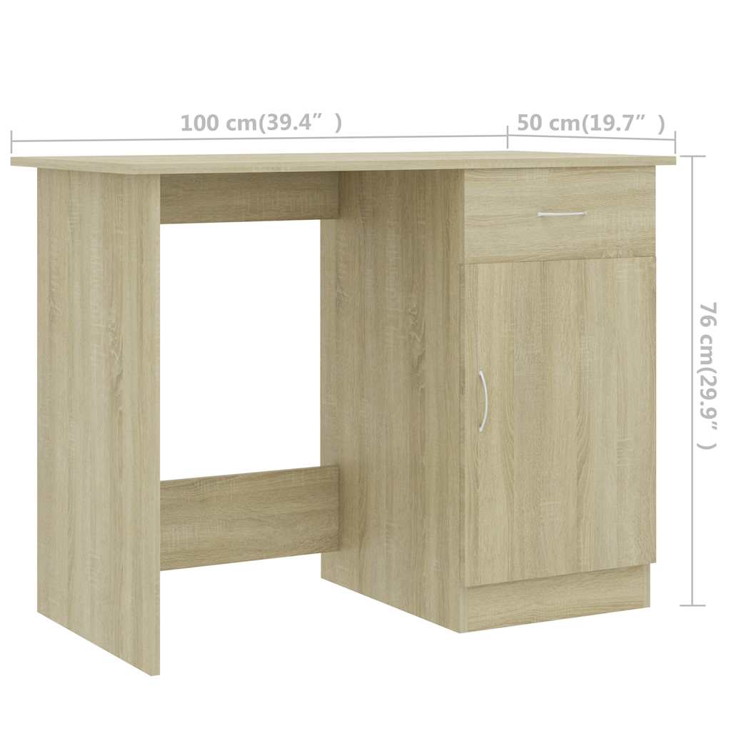 Desk | Sonoma Oak | Engineered Wood | 100 cm x 50 cm x 76 cm | Storage