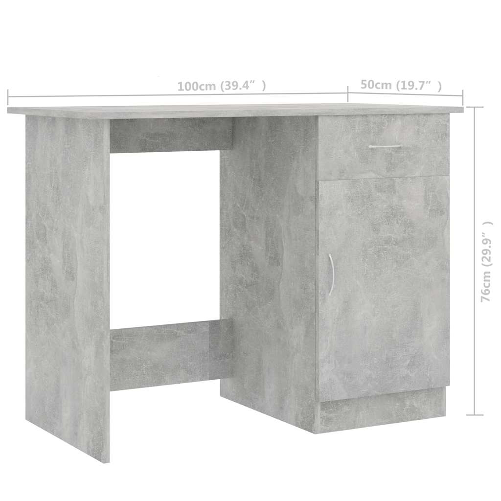 Desk | Concrete Grey | Engineered Wood | Standard | Desk | Rectangular