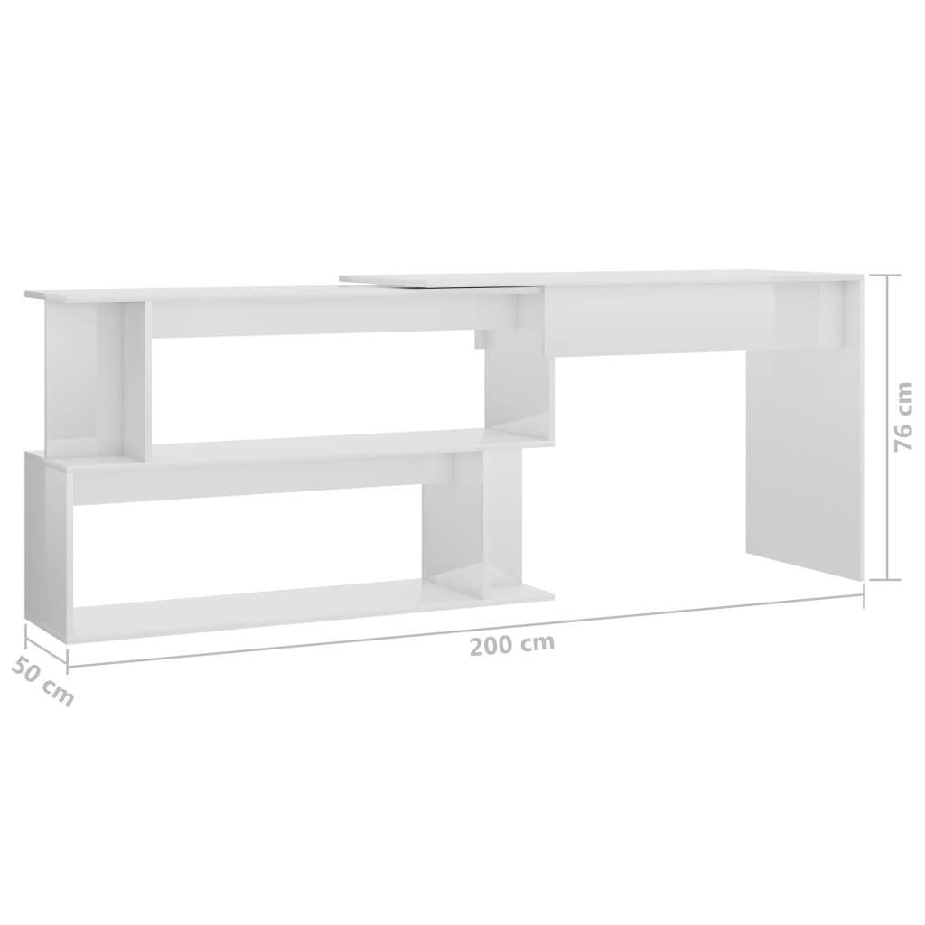 Desk | High gloss white | Engineered wood | Large | Rotatable | Desk