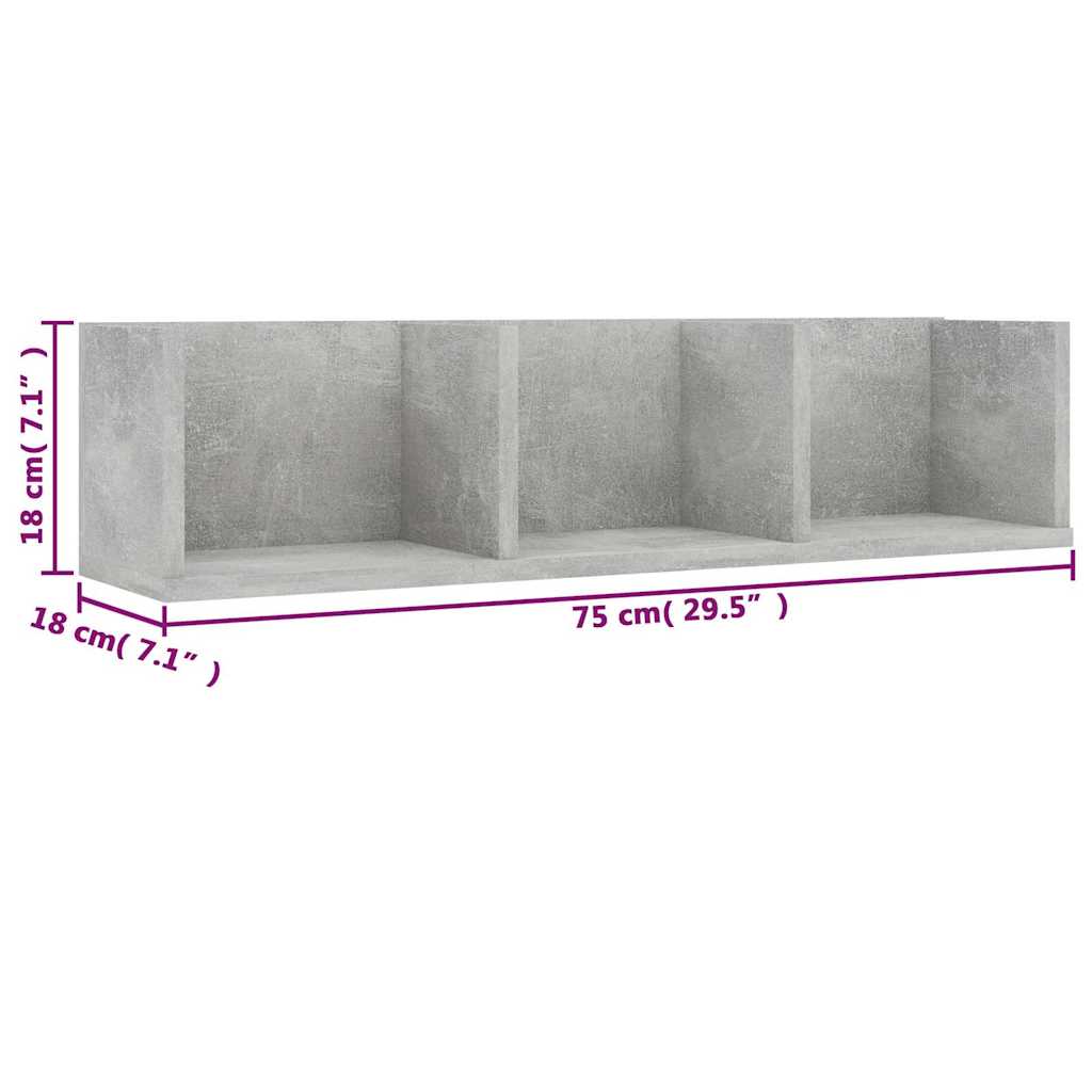 Wall Shelf | Concrete grey | Engineered wood | Medium | Wall mounting