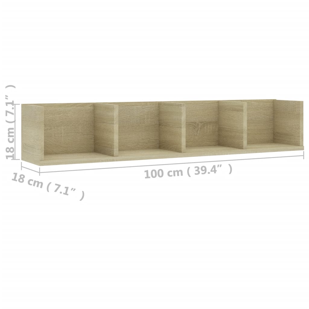 Wall Shelf | Sonoma oak | Engineered wood | Medium | Wall Shelf