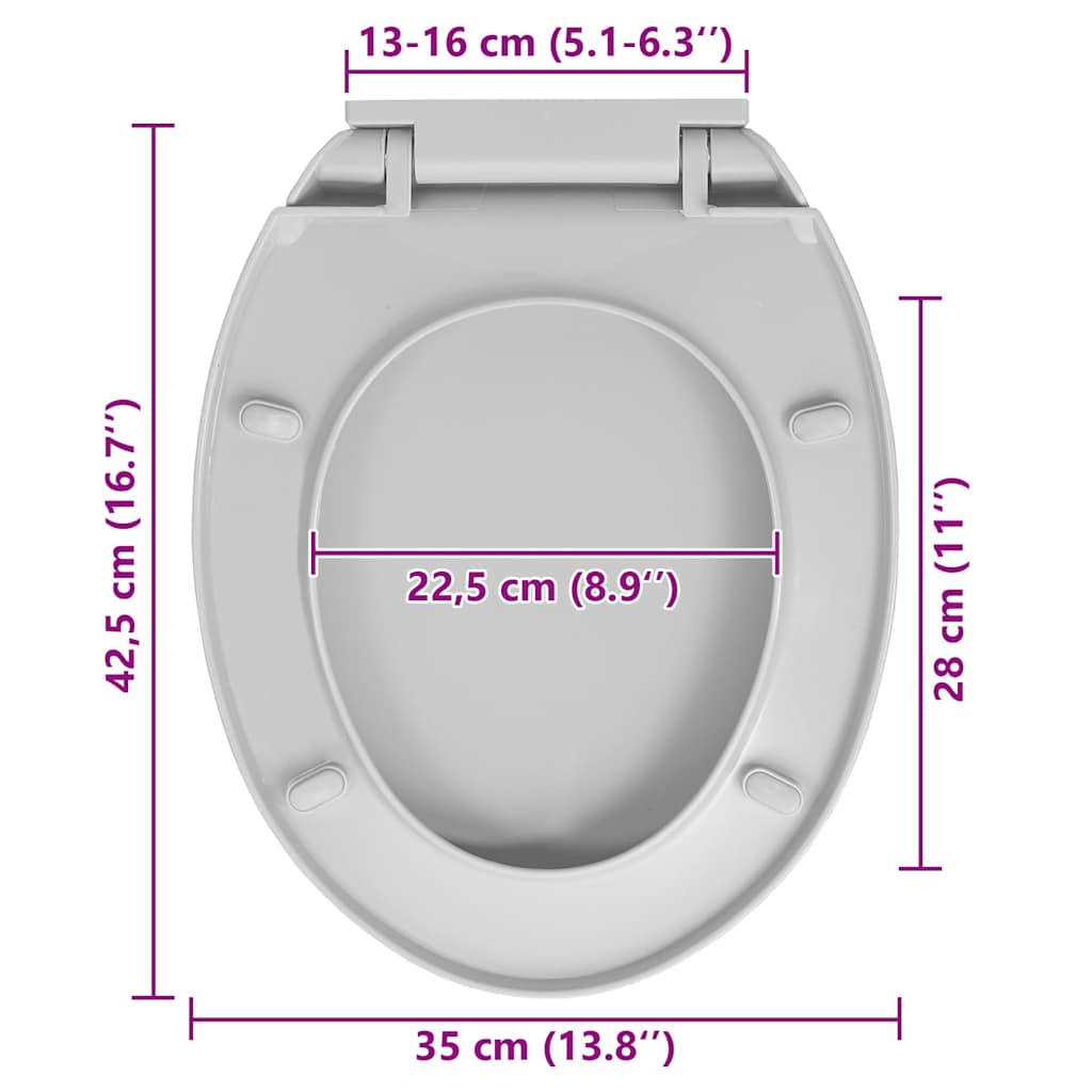 Soft-Close Toilet Seat Quick Release Light Grey Oval
