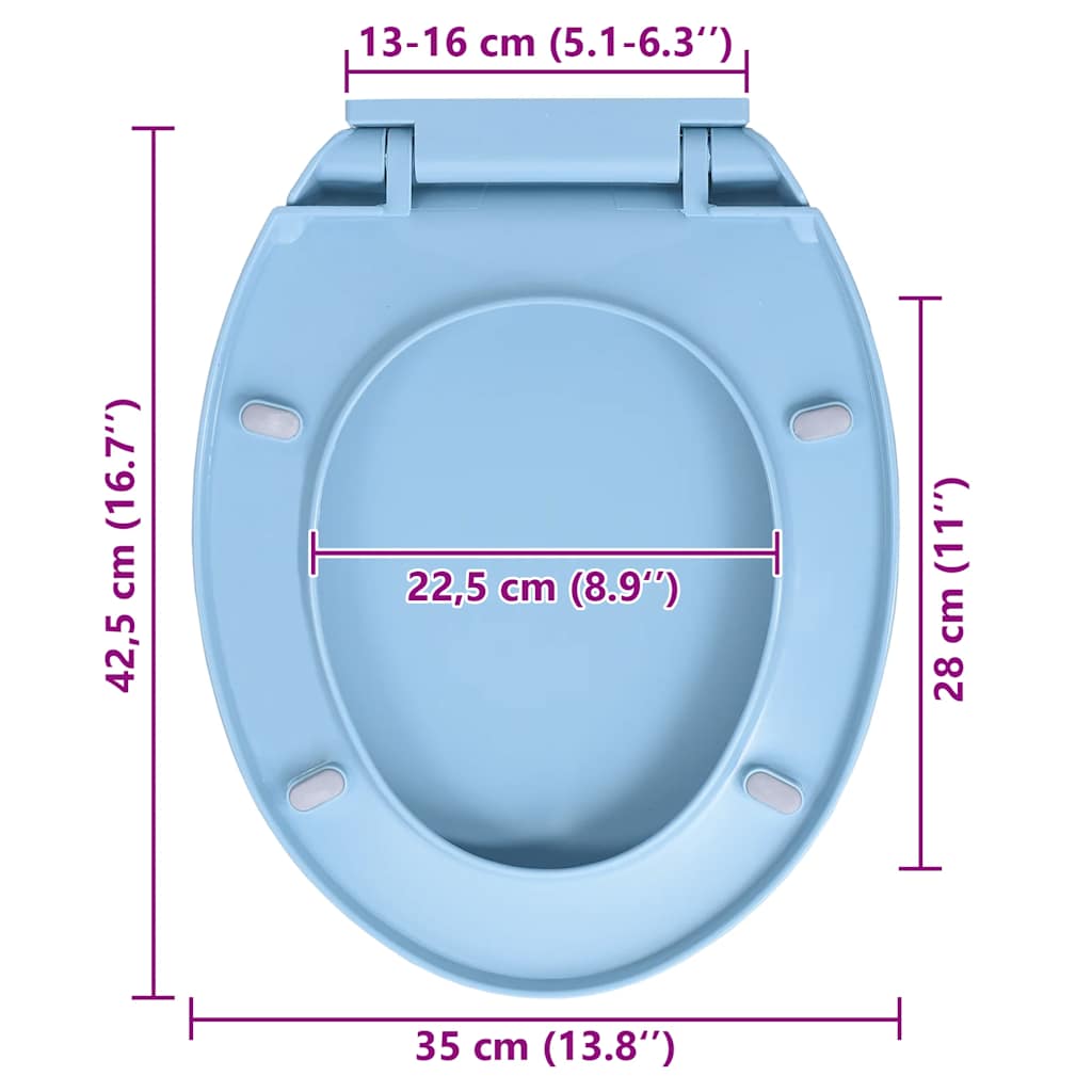 Soft-Close Toilet Seat Quick Release Blue Oval
