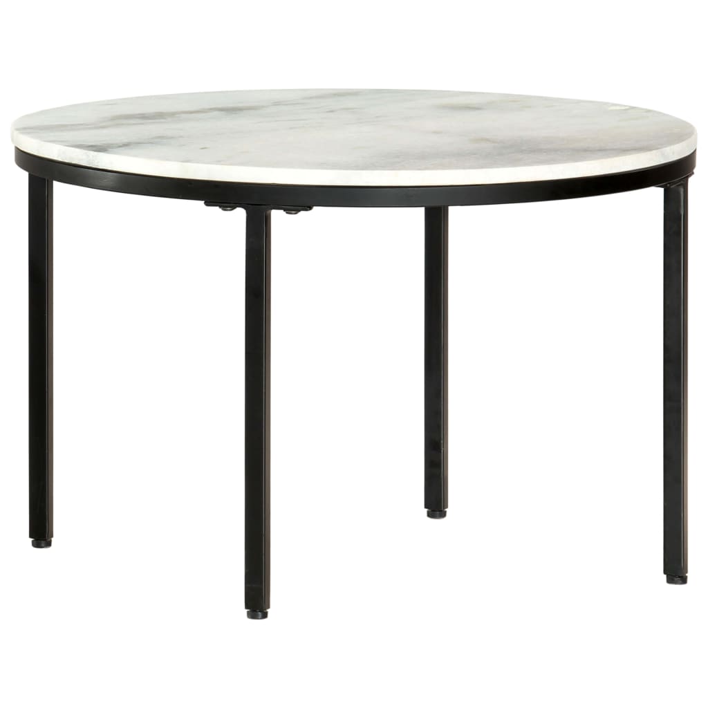 Coffee Table White and Black Ø65 cm Real Solid Marble