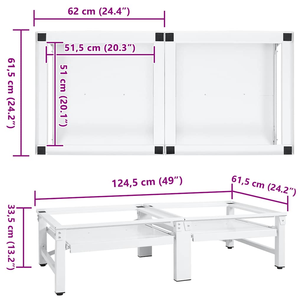 Washing machine pedestals White Steel