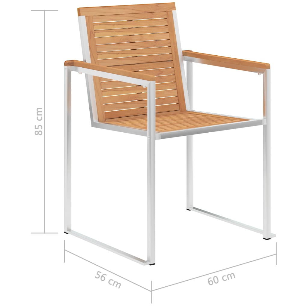 Garden Chair | Set of 2 | Teak and Silver