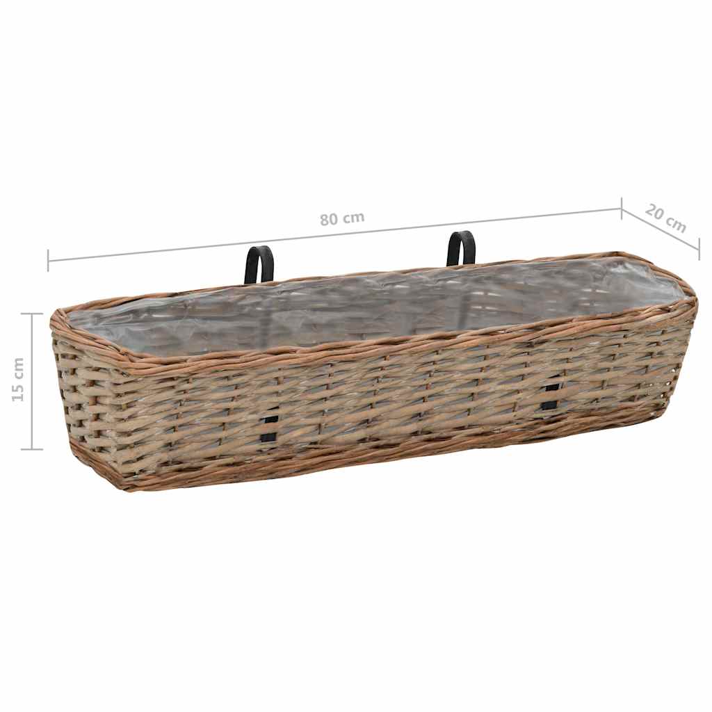Balcony Planter | Set of 2 | Brown | Wicker with PE lining | 80 cm long