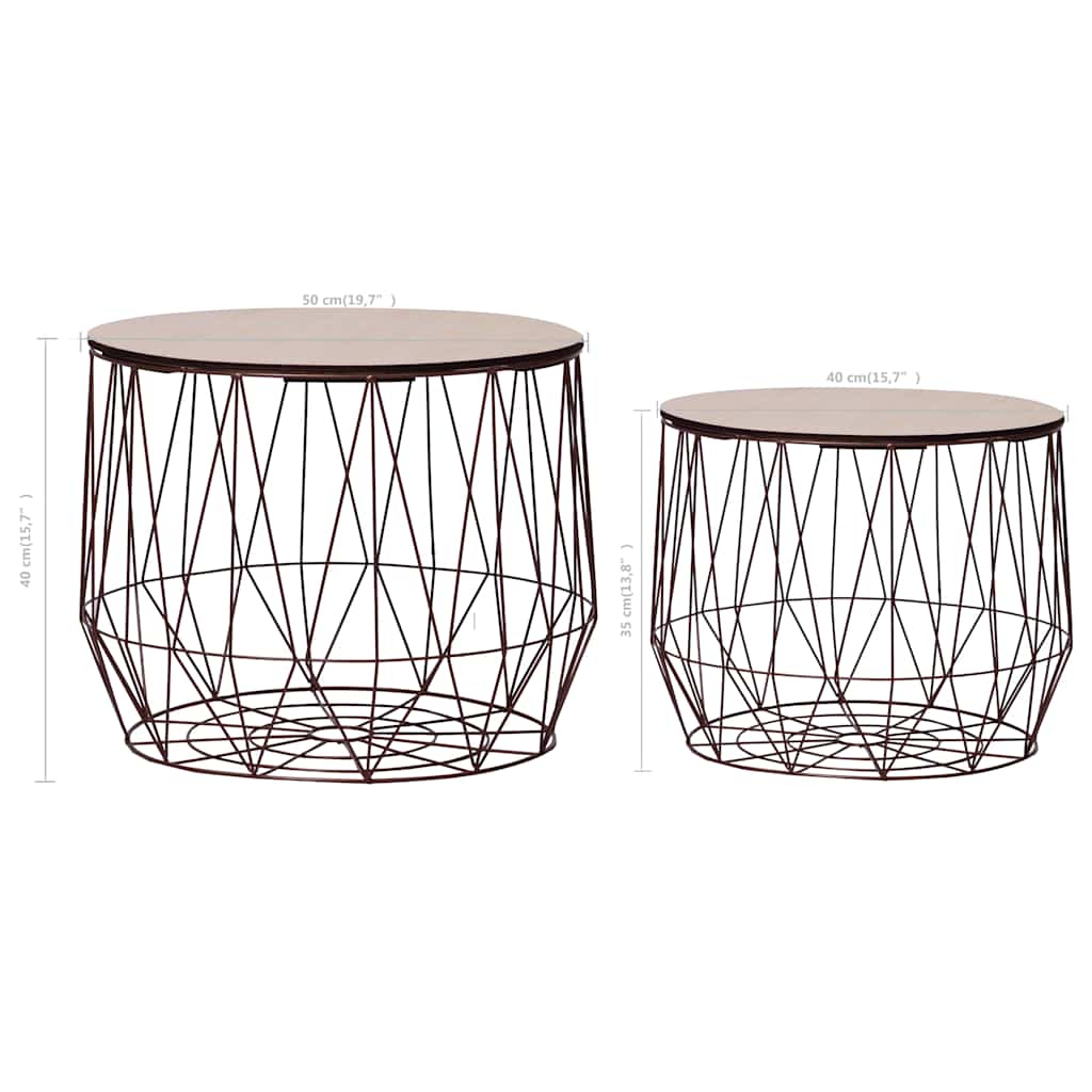 Coffee Table | Set of 2 | Copper | Metal | Small | Detachable