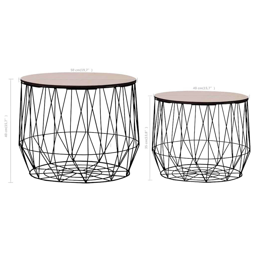Coffee Table | Set of 2 | Black | Metal, plywood | Small | Detachable