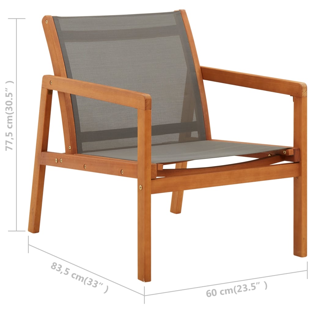 Garden Chair | Grey, Natural | Solid eucalyptus wood, Textilene