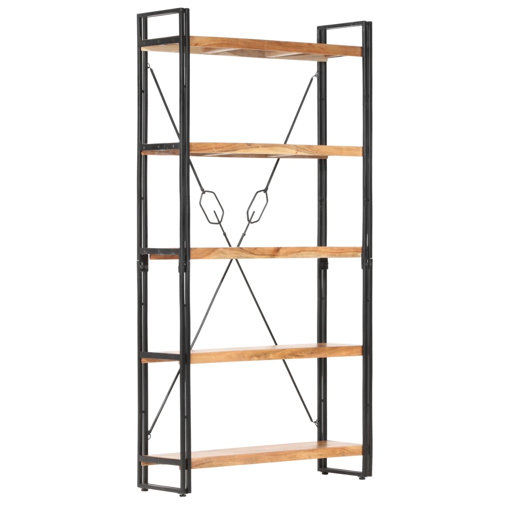 Bookcase | Natural wood and black | Solid Acacia wood and steel