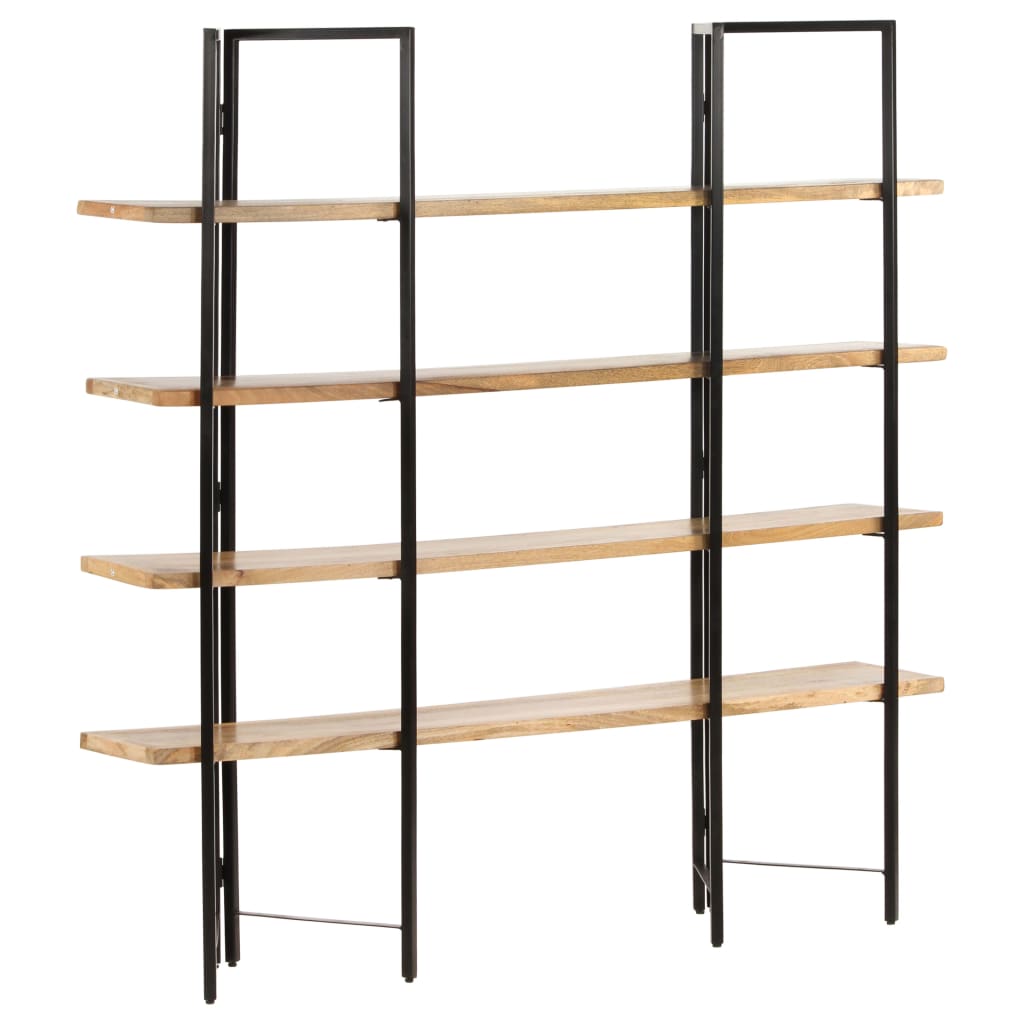 Bookcase | Natural wood and black | Solid mango wood, powder-coated steel