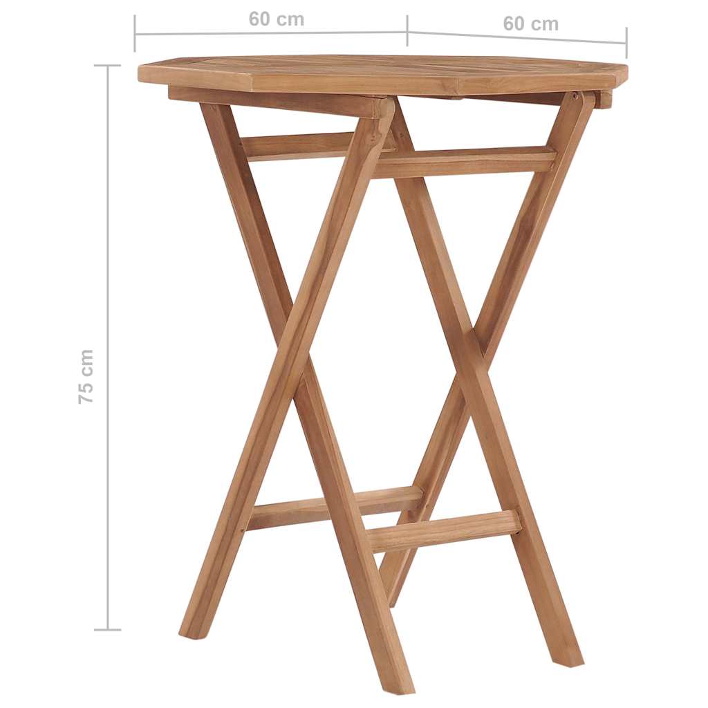 Garden Table | Teak Brown | Solid Teak Wood | 60x60x75 cm | Foldable