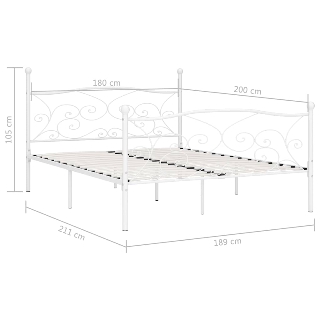 Bed Frame | White | Metal, Plywood | Super King | Durable | Bed Frame