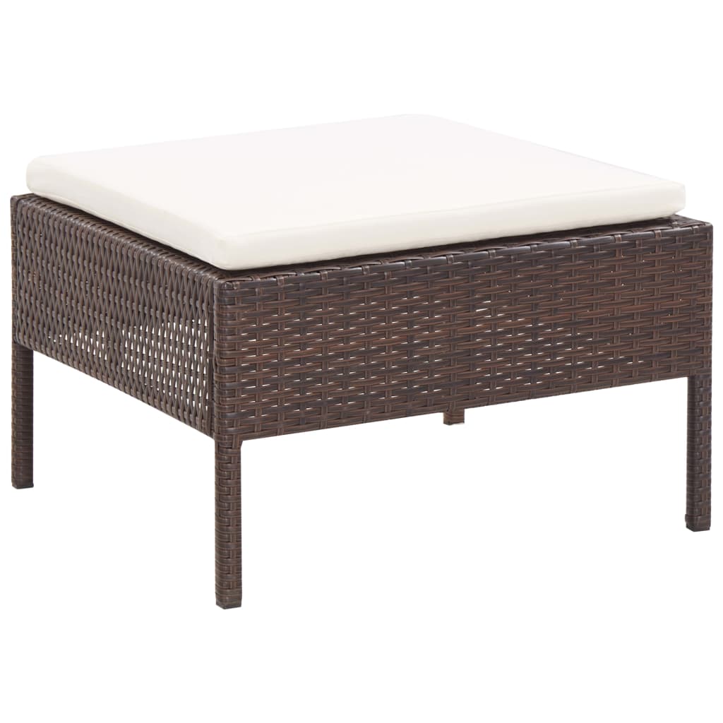 6 Piece Patio Lounge Set with Cushions Poly Rattan Brown