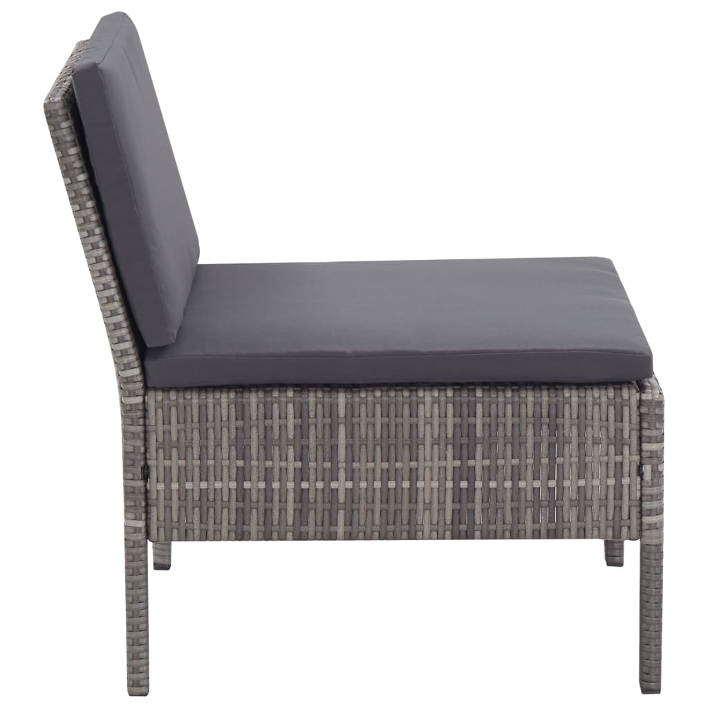8 Piece Patio Lounge Set with Cushions Poly Rattan Gray