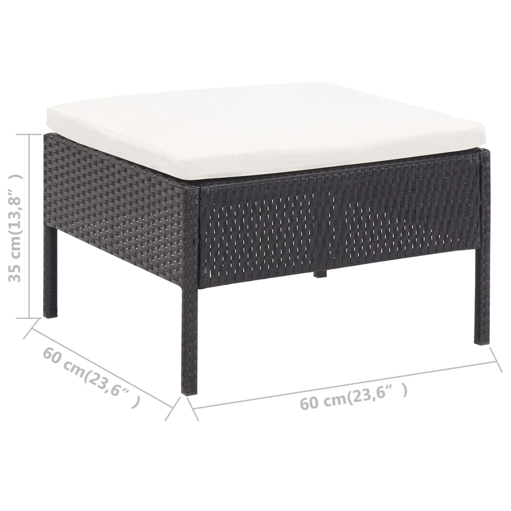 3 Piece Patio Lounge Set with Cushions Poly Rattan Black