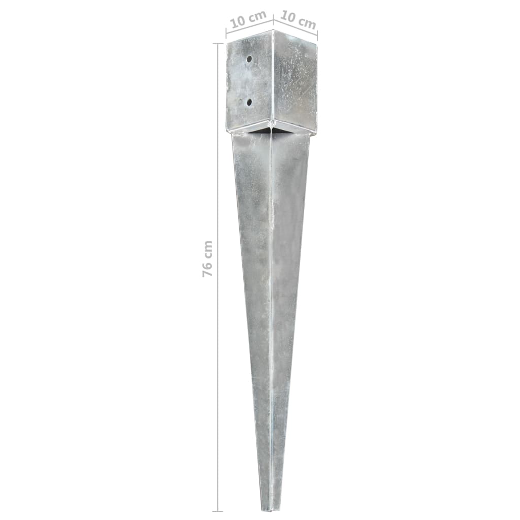 Ground Spikes 6 pcs Silver 10x10x76 cm Galvanised Steel