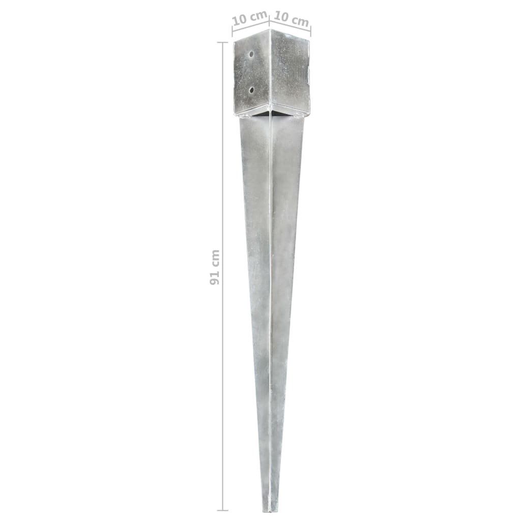 Ground Spikes 12 pcs Silver 10x10x91 cm Galvanised Steel