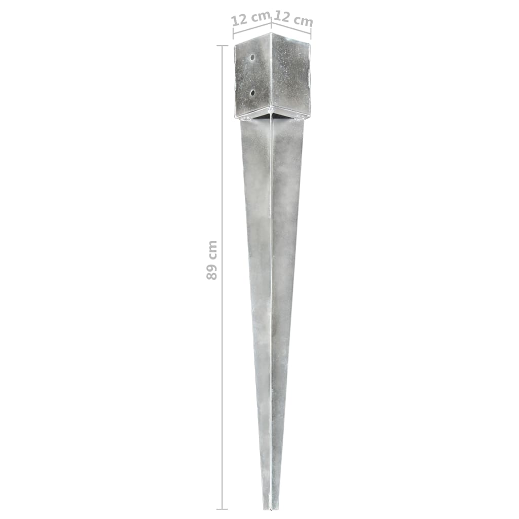 Ground Spikes 6 pcs Silver 12x12x89 cm Galvanised Steel