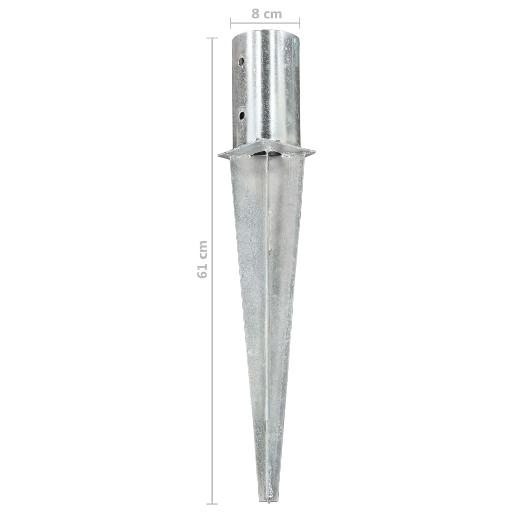 Ground Spikes 6 pcs Silver 8x61 cm Galvanised Steel