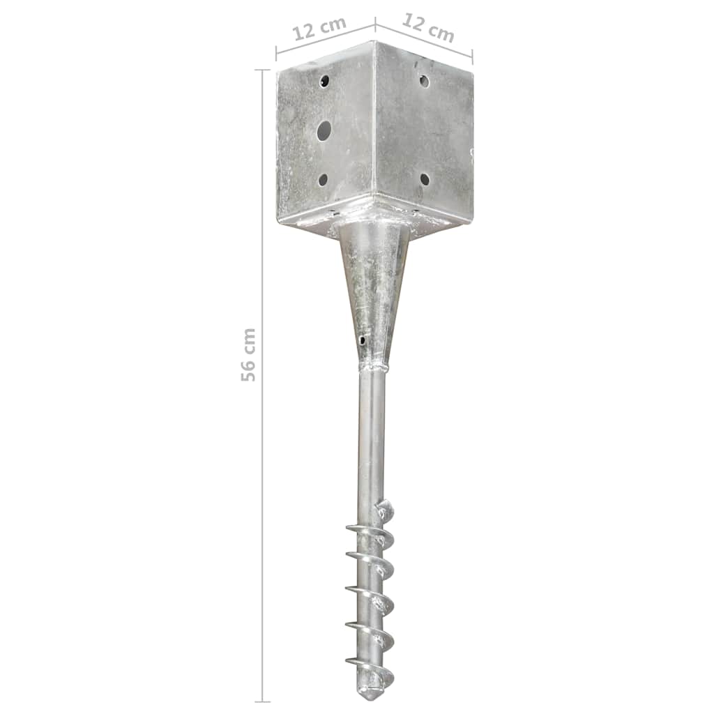 Ground Spikes 6 pcs Silver 12x12x56 cm Galvanised Steel