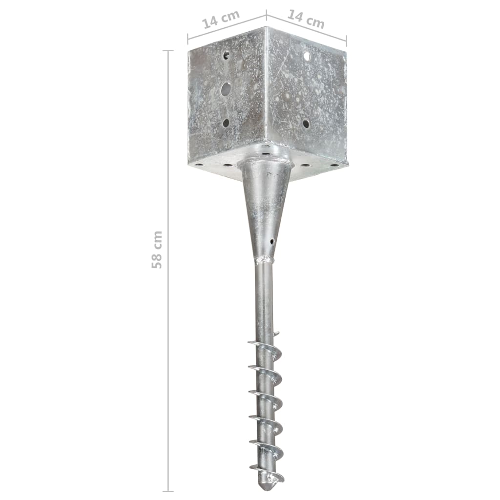 Ground Spikes 6 pcs Silver 14x14x58 cm Galvanised Steel