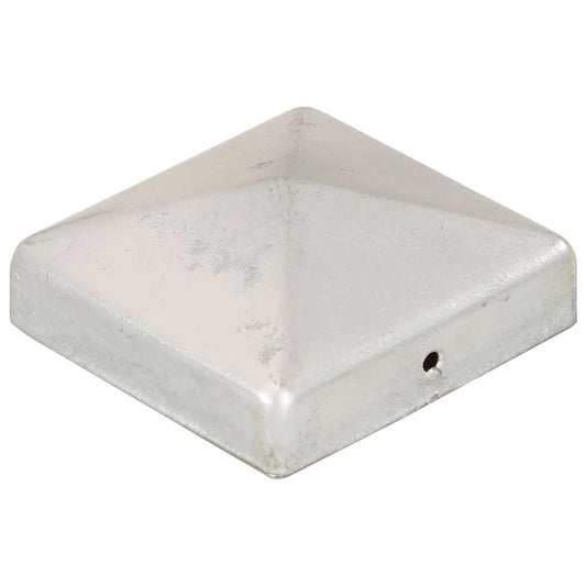 Pyramid Fence Post Caps 6 pcs Galvanised Metal 81x81 mm