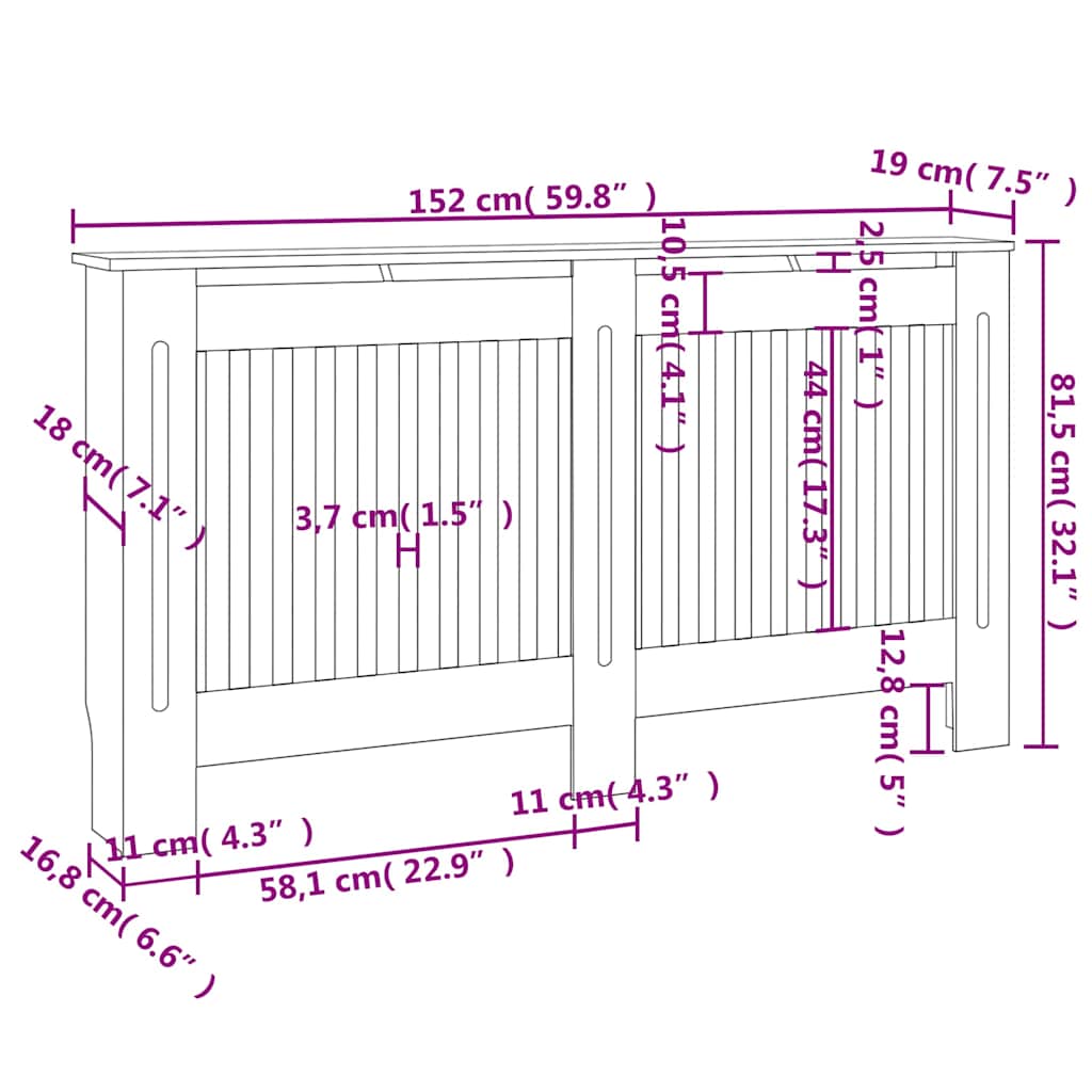 Radiator Cover 152x19x81.5 cm Engineered Wood
