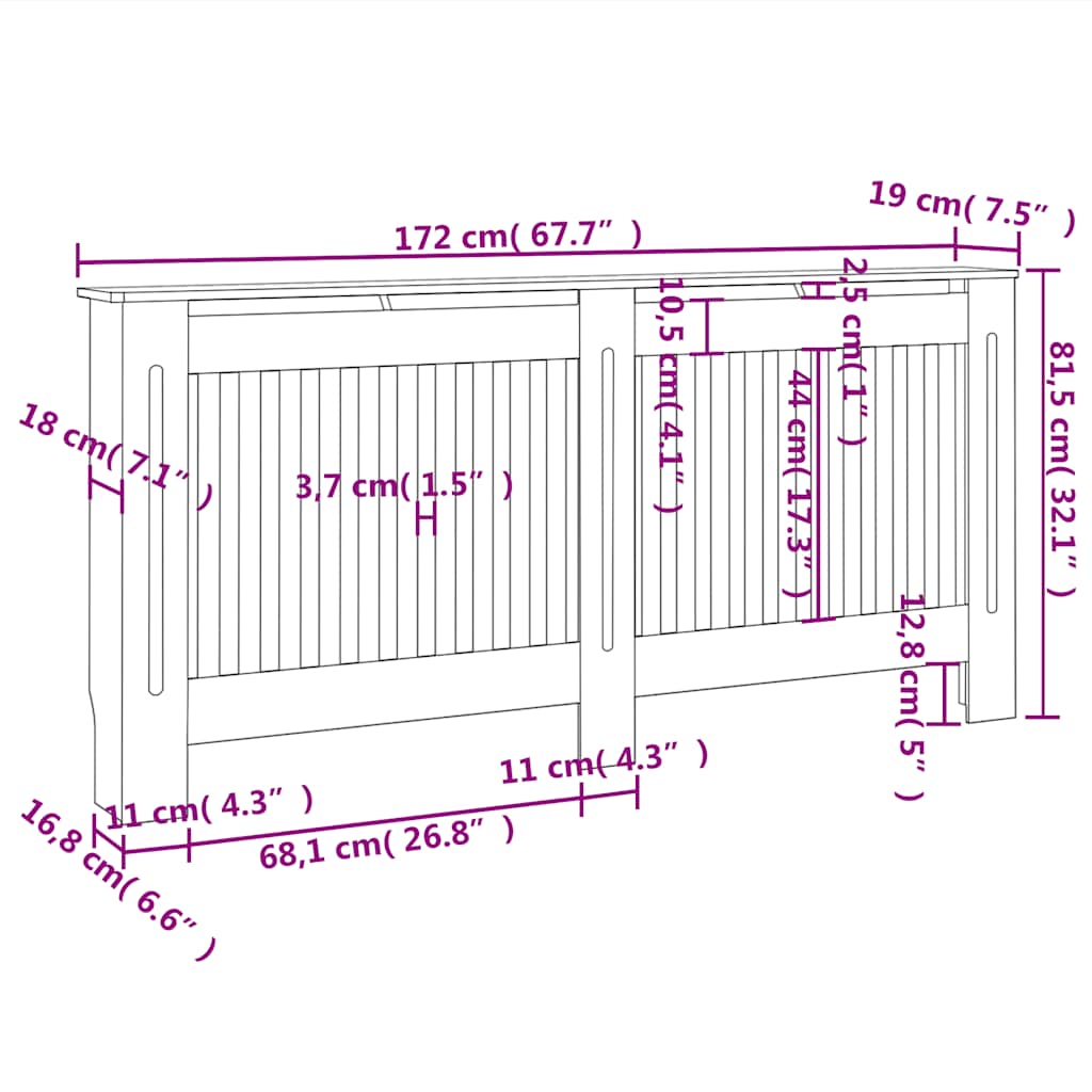 Radiator Cover Anthracite 172x19x81.5 cm MDF