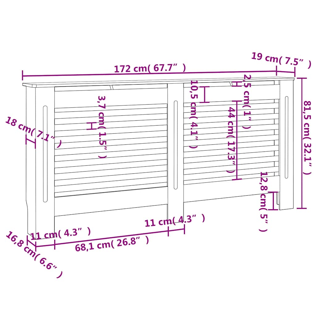 Radiator Cover Anthracite 172x19x81.5 cm MDF