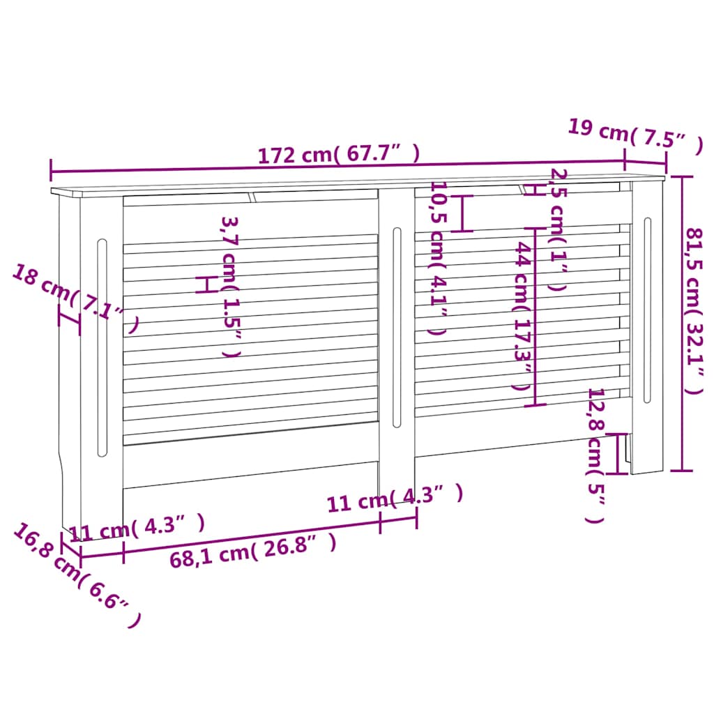 288188 vidaXL Radiator Cover Anthracite 172x19x81,5 cm MDF