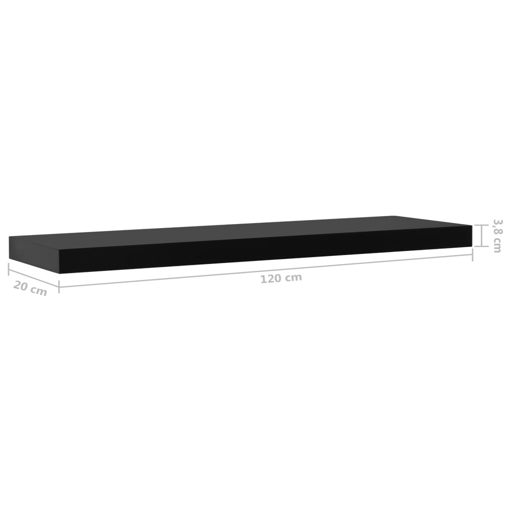 Wall Mounted Shelf | Set of 2 | Black | MDF | Standard | Wall mounting