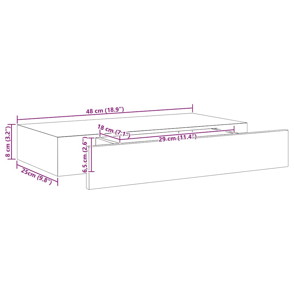 Wall Mounted Shelf | Black | MDF with paint | Medium | Wall Mounted Shelf