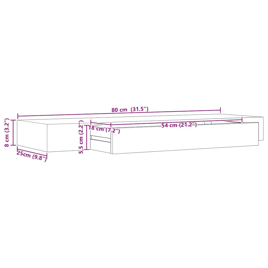 Wall Mounted Shelf | Black | MDF | Wall Mounted Shelf | Rectangular