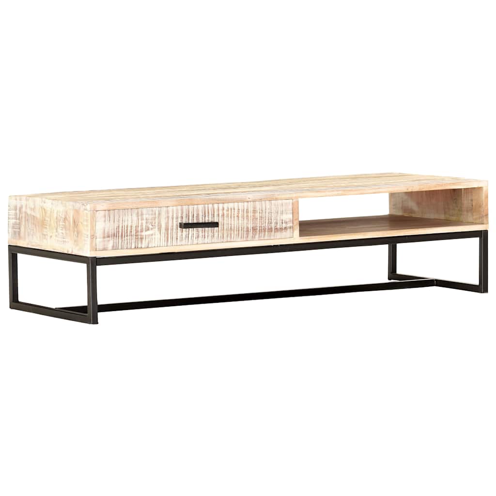 Coffee Table | White | Solid Acacia Wood, Powder-Coated Steel | Large