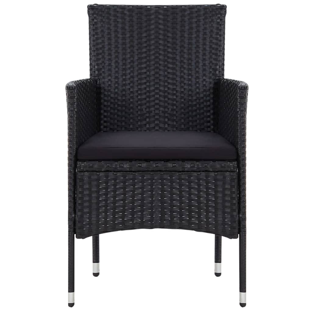 5 Piece Patio Lounge Set With Cushions Poly Rattan Black